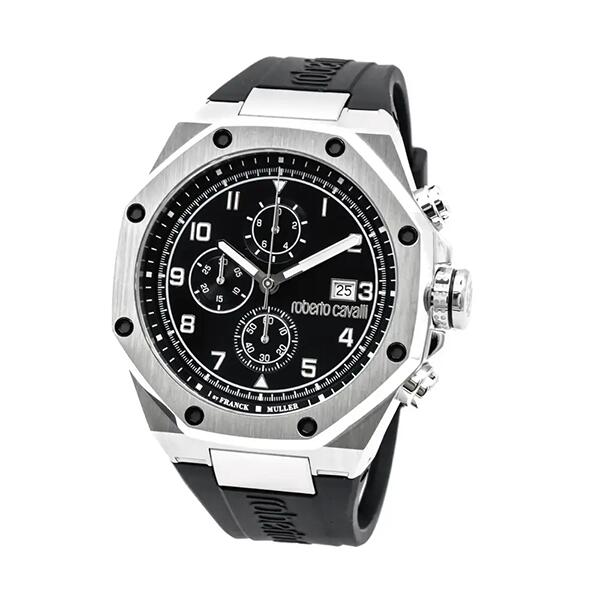 roberto cavalli by FRANCK MULLER ロベルト カヴァリ バイ 真っ直ぐ レギオモンタヌス  八角形 オクタゴン 黒いこと スイス連邦製 RV1G259P0031 メンズ ウォッチ 国内置き目品 貨物輸送無料