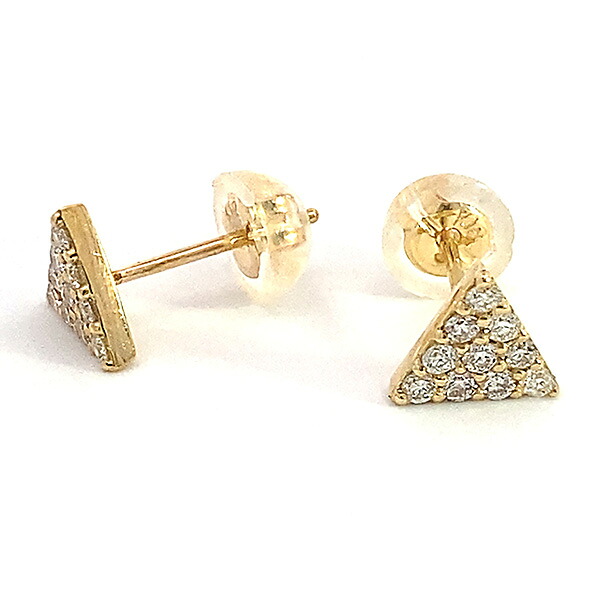 （246694）日本製 ダイヤモンドピアス トライアングル 18k イエローゴールド 三角 レディース 女性
