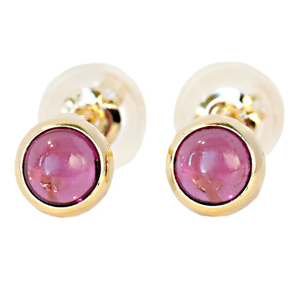 【2,000円OFFクーポン利用で】（265177）ロードライトガーネット カボションピアス 天然 18k ロードライトガーネット ピアス レディース 天然石 赤 小粒 一粒 シンプル