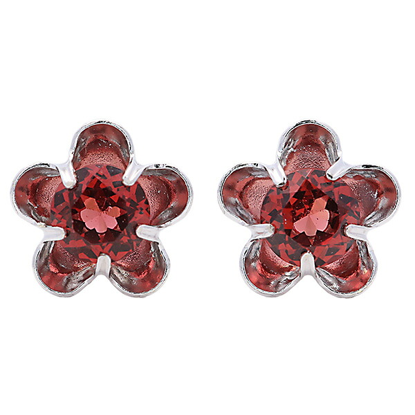 【10％OFFクーポン利用で】（267041）お花 ガーネット ピアス 1月誕生石 14k K14 14金 ホワイトゴールド 華奢 フラワー 天然石 両耳用 レディース K14WG フラワー ガーネット