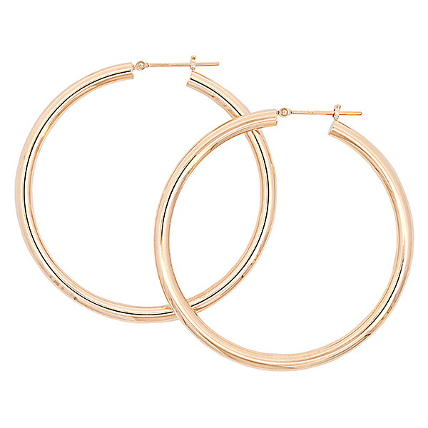 【2,000円OFFクーポン利用で】（k345）フープピアス 輪っか リングピアス 18k ゴールド 3mm×45mm K18 地金ピアス レディース メンズ 両耳 1ペア プレゼント ギフト 太い 大きい 18金