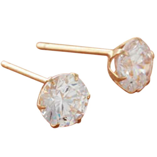 【10％OFFクーポン利用で】（pe164148）ピアス 5mm キュービックジルコニア CZ スタッドピアス K18 ピヤス ぴあす