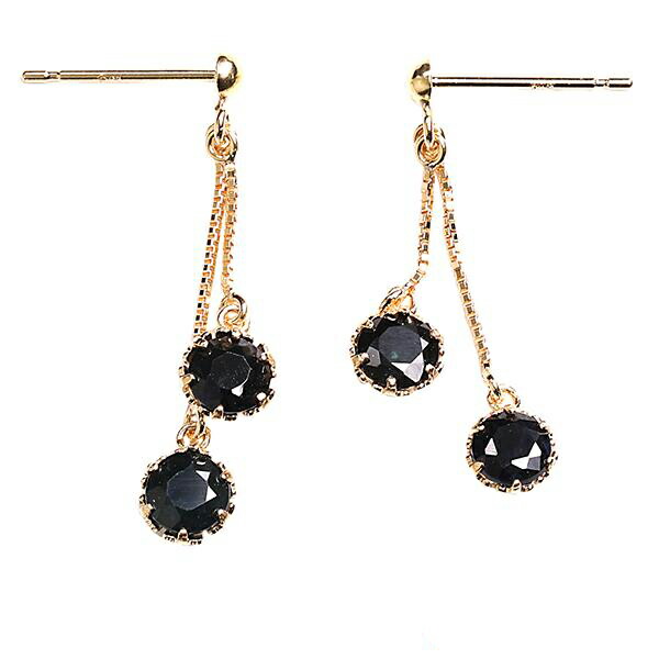 【2,000円OFFクーポン利用で】（pe247103）ピアス 18kイエローゴールドサファイヤ 4mm ピアス ぶら下がり 両耳 レディース 女性 かわいい 揺れる 9月 誕生石 プレゼント おしゃれ さくらんぼ