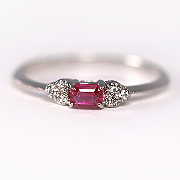 【2,000円OFFクーポン利用で】（r239578）指輪 プラチナ ルビー ダイヤモンドリング 0.2ct 0.04ct スクエア型 クラシカル おしゃれリング シンプル 一粒 7月誕生石 レディース レッド 赤｜腕時計 Chronostaff DAH DAH