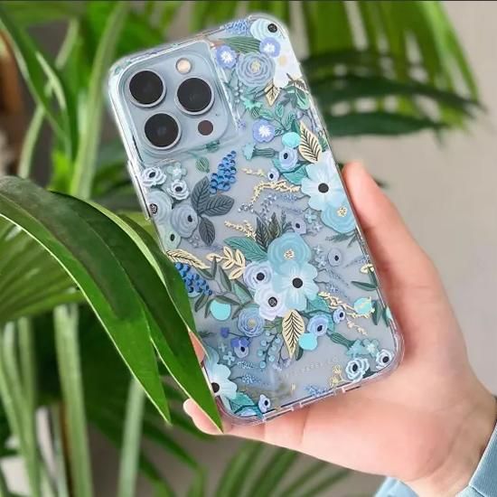 iPhone 13 Pro Max/12 Pro Max 兼用 ケース RIFLE PAPER Garden Party Blue 花柄 おしゃれ スリム 保護カバー Case-Mate