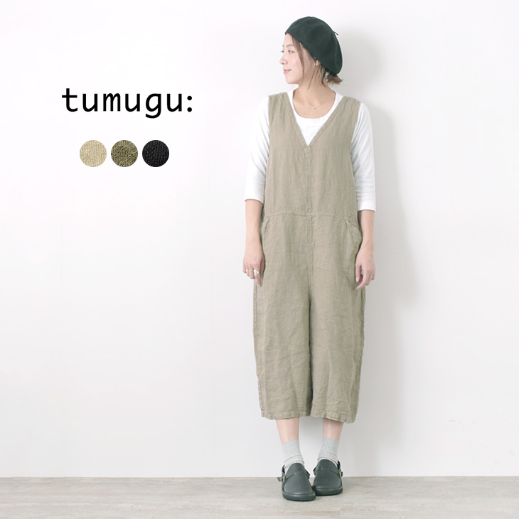 安いそれに目立つ ポイント10倍 日23 59まで Tumugu ツムグ ソリトリネン サロペット レディース ワイド リラックス オールインワン つなぎ Gochi Www Etechnologycr Com