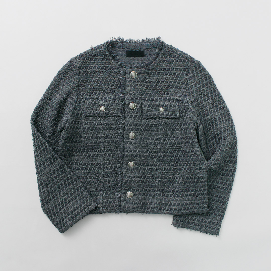 COOHEM コーヘン ZIGZAG ツイード ノーカラージャケット 銀ボタン COOHEM｜ZIGZAG ツイード ジャケット 11-232-016-kk フォーマル