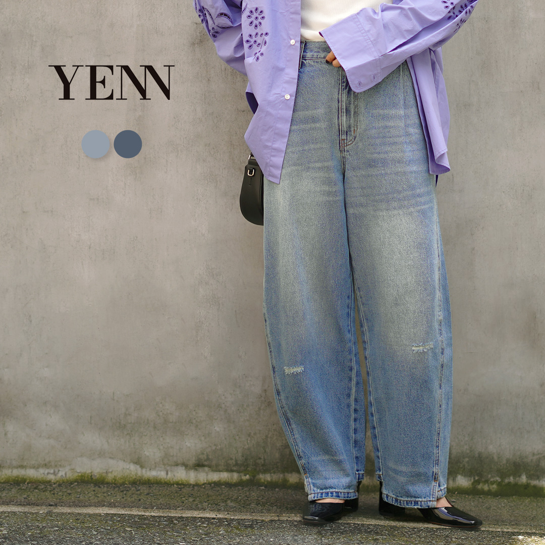 【ななり】YENN ハイライズタックワイドデニムパンツ 楽天市場】【予約】【11月上旬～中旬入荷予定】YENN イエン