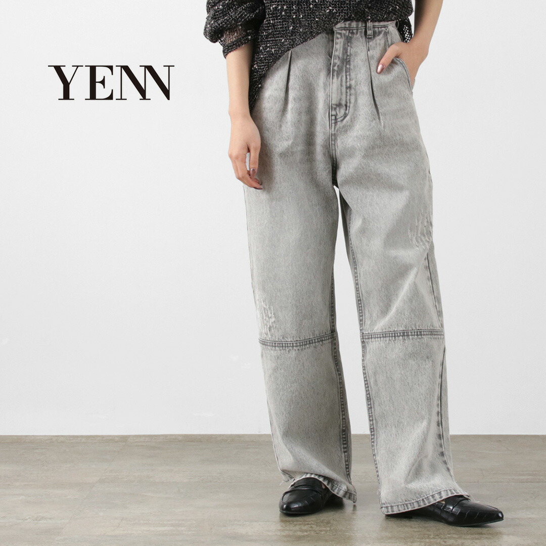 【楽天市場】yenn（イェン） ハイライズ タックワイドパンツ レディース ボトムス デニム シーンズ ハイウエスト High Rise Tuck Wide Pt Lgray：gochi 6668