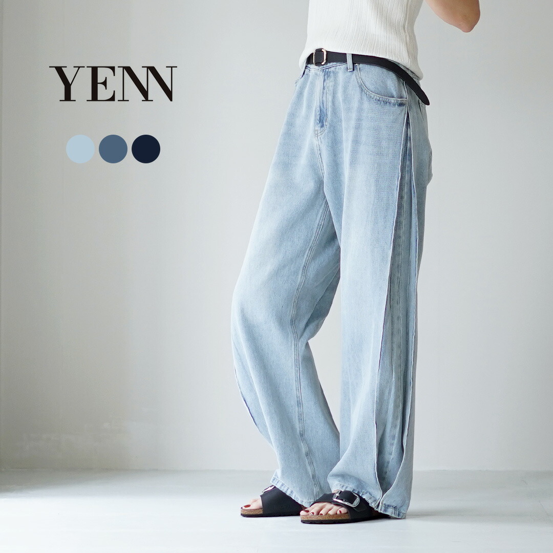 YENN（イェン） サイドプリーツ デニムパンツ / レディース ボトムス ワイド ジーンズ カーブデニム SIDE PLEATED DENIM PT / pl2 19,800円