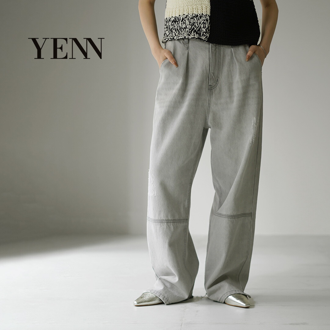YENN（イェン） ハイライズ タックワイドパンツ / レディース ボトムス デニム シーンズ ハイウエスト HIGH RISE TUCK WIDE PT L/GRAY
