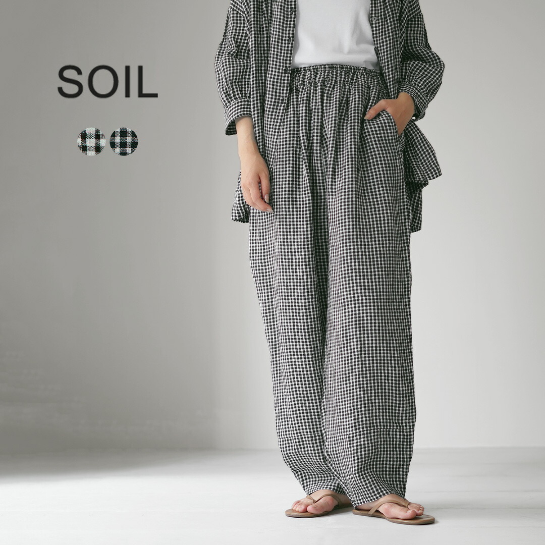 @【1】2023SS 新品未使用 SOIL バンドカラーギンガムチェックブラウス 1】2023SS 新品未使用 SOIL バンドカラーギンガムチェック