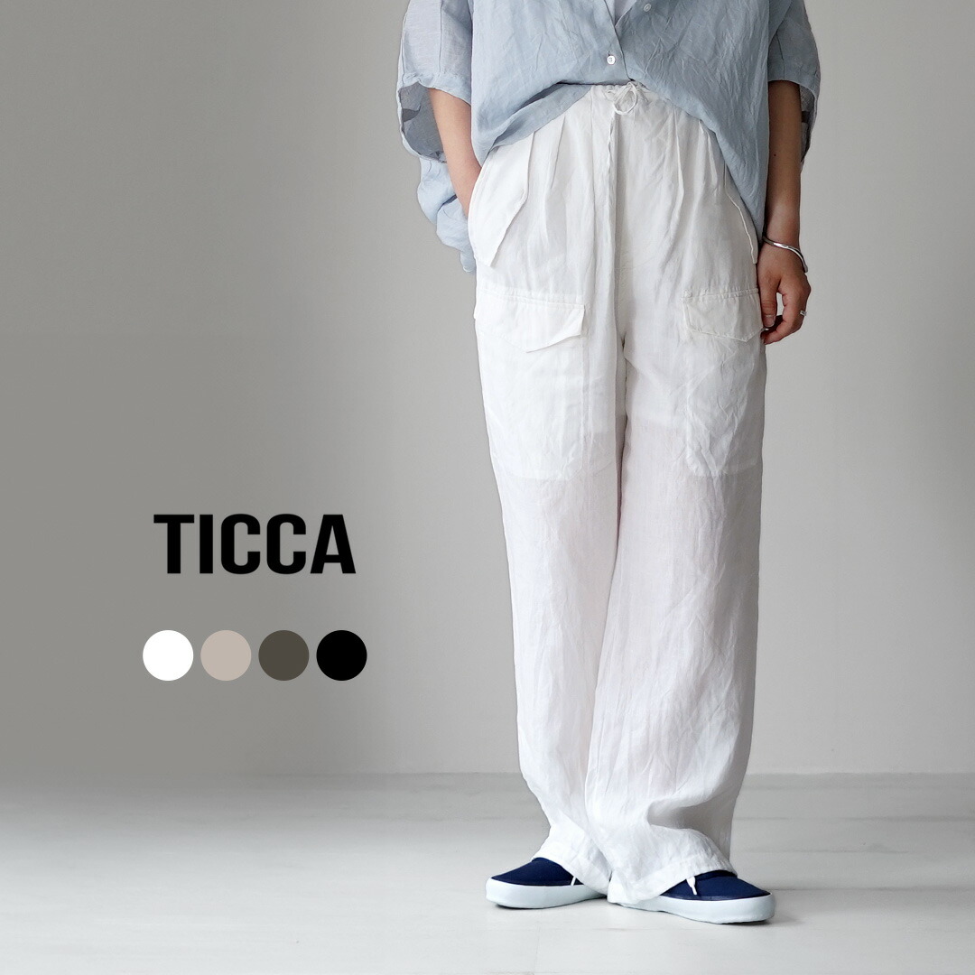TICCA(ティッカ) リネン カーゴパンツ 日本製 / レディース イージーパンツ ウエストゴム ワイド 麻 TIC_LI|GochI by ROCOCO