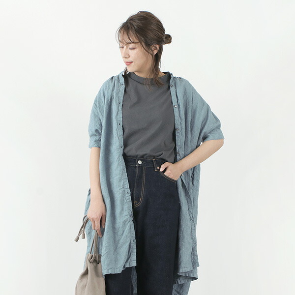 最終決算 羽織り シャツ 5分袖 チュニック ワンピース ノーカラー ハーフスリーブ アイリッシュリネン ポイント10倍 9 27 月 1 59まで Honnete オネット 麻 Op Collar No H Slv Op5 Ho 21ss リラックス 無地 シャツ ブラウス Williamsav Com
