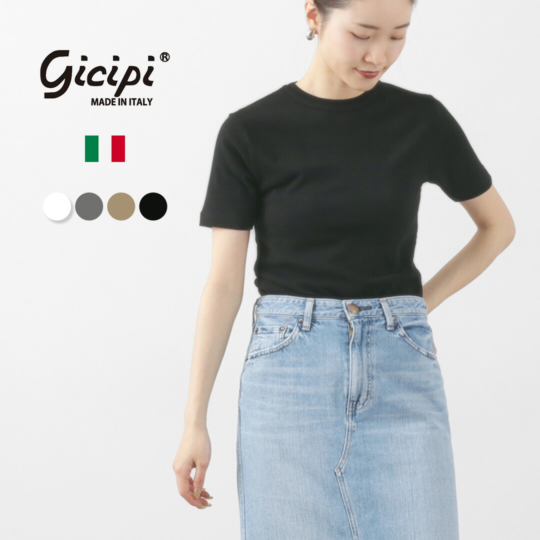 GICIPI（ジチピ） クリスターッロ クルーネックTシャツ / レディース トップス 綿100 コットン 半袖 CRISTALLO Crew neck Tee