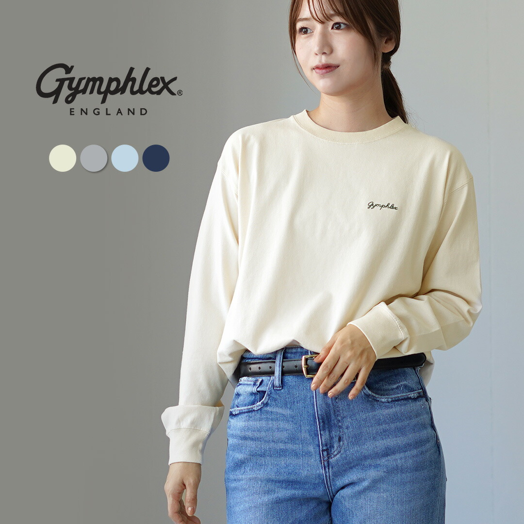 GYMPHLEX（ジムフレックス） クルーネック ロゴ ロングスリーブ Tシャツ / レディース カットソー 長袖 コットン 綿 #GY-C0486 HKT_CREW NECK P.O.