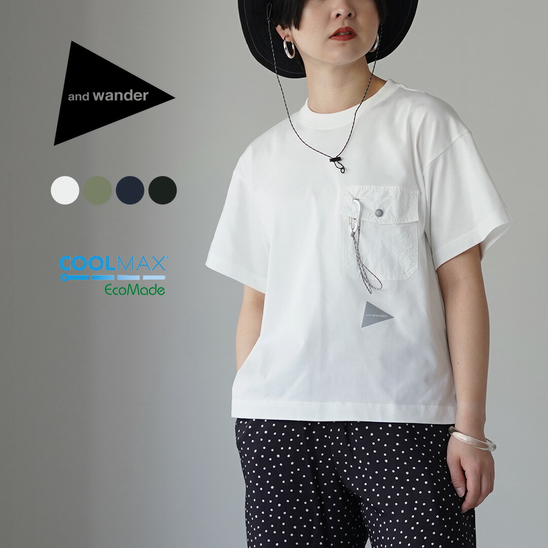 【10％OFFクーポン対象】AND WANDER（アンドワンダー） ポケットTシャツ W / レディース 半袖 吸水速乾｜GochI by ROCOCO