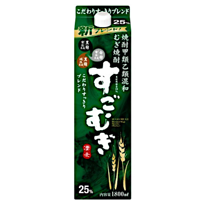 【２ケース】すごむぎ 　麦　25度　合同酒精　1.8L　パック　12本入｜ショップダイヘイ店
