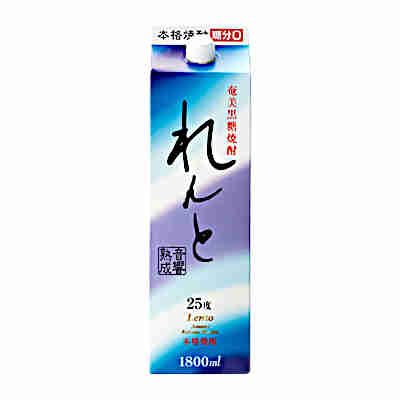 【1ケース】れんと　黒糖焼酎　25度　奄美大島開運酒造　1.8L　パック　6本入