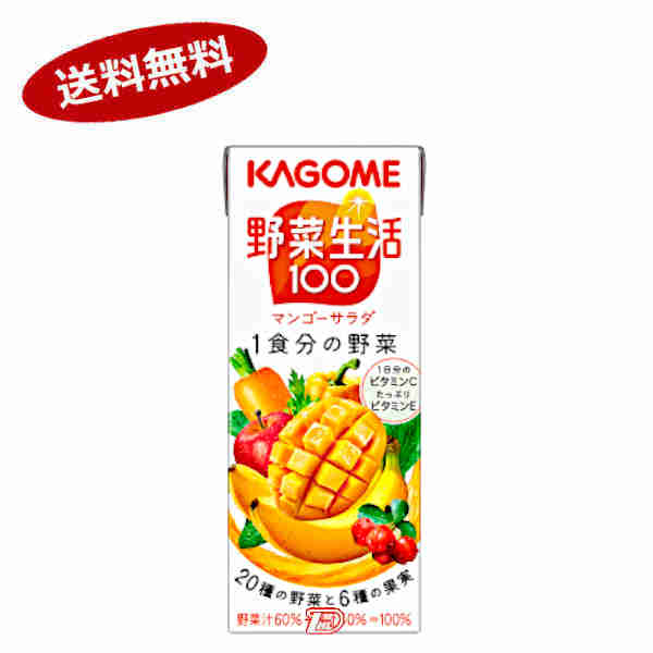 【2ケース】野菜生活100　マンゴーサラダ　カゴメ　200ml　パック　24本入×2