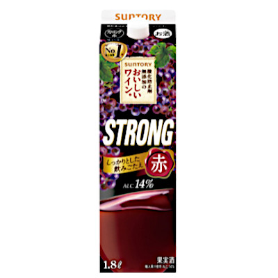 【2ケース】酸化防止剤無添加のおいしいワイン　ストロング赤　サントリー　1.8Lパック　6本&times;2｜問屋ダイヘイ支店
