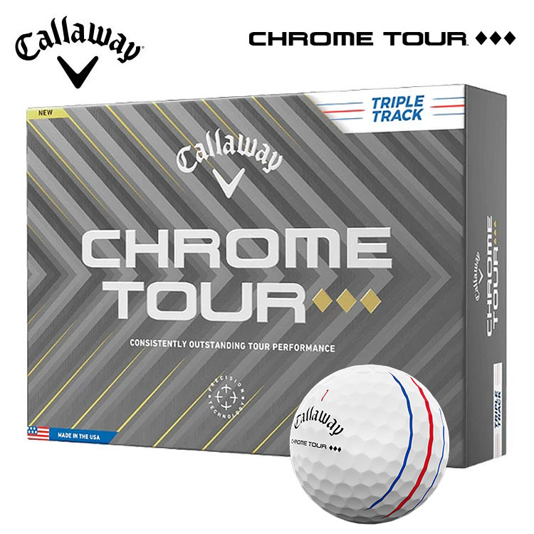 【全品ポイント5倍！4/4 20:00-4/10 1:59まで】 キャロウェイ Callaway ゴルフボール 1ダース(12球入り) 2025 CHROME TOUR ◆◆◆トリプルトラックボール クロムツアー トリプルダイヤモンド ライン入りボール