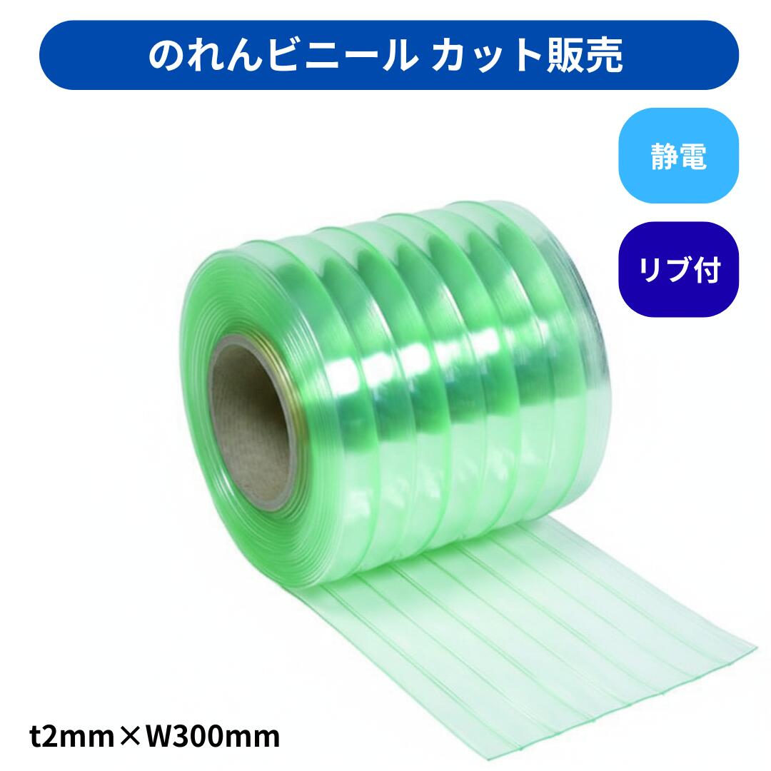 【切り売り】のれんビニール 肋筋付静電澄み切った t2粍 300粍幅 m撥ねのける 撥ねのける売りわたす スワロン ストリップドアーシート