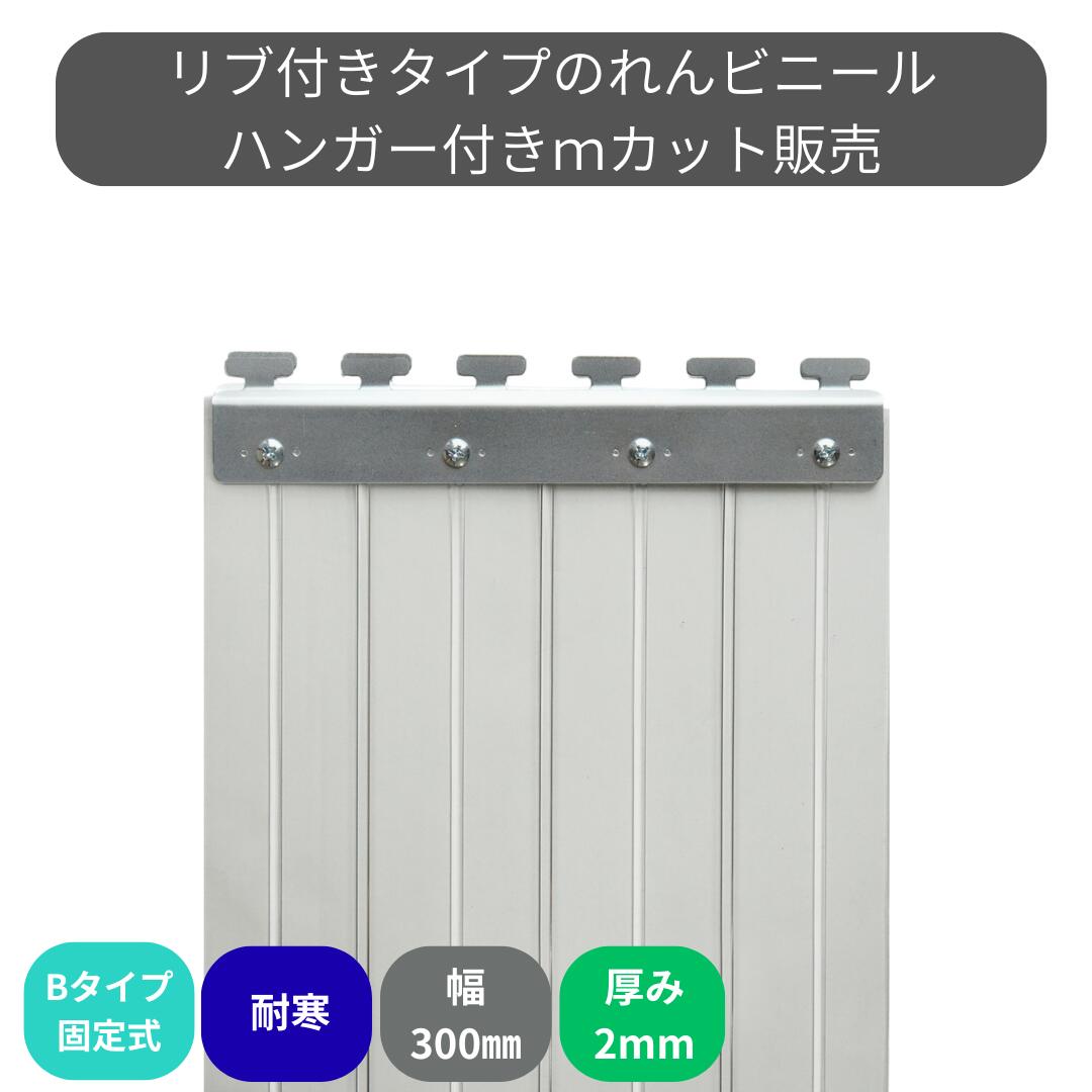 のれんビニール 肋材付超耐寒 t2粍 300粍幅 m取りすてる B印字機固着させる式ハンガー付き添い人 スワロン ストリップドアーシート