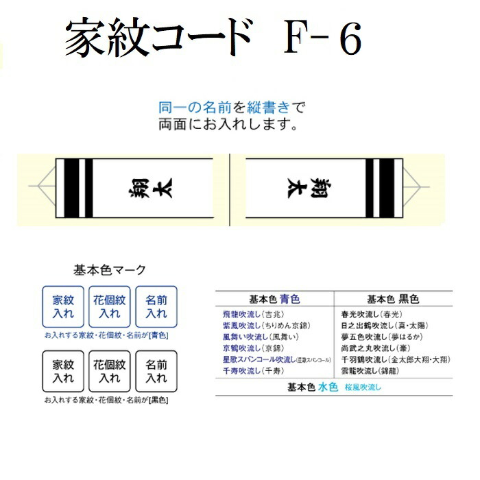 2.5ｍから10ｍ F-6 家紋 花個紋 お名まえ 入れ 鯉のぼり用 こい幟旗