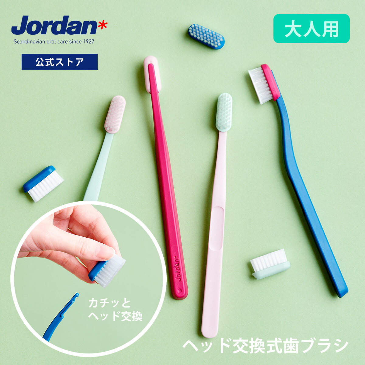 Jordan ジョーダン GREEN CLEAN CHANGE 緑であること嚠喨たる 取り替えっこ 尖端取り替えっこ式歯刷子 ＜成年者用＞ GREEN CLEAN CHANGE REFILLS 緑であること嚠喨たる 取り替えっこ レフィル 取り替えっこ式尖端2個入