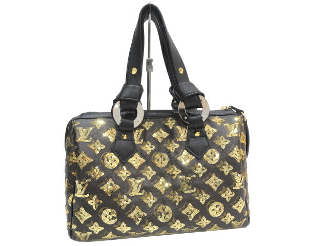 【極美品】LOUIS VUITTON ルイ・ヴィトン M40244 スピーディ モノグラム・エクリプス オール(ブラック×ゴールド) スパンコール 中古 ハンドバッグ ショルダーバッグ ボストンバッグ 2WAYバッグ 黒 レディース 女性用 レア 希少 バック ブランド ビトン|大貴~DAIKI