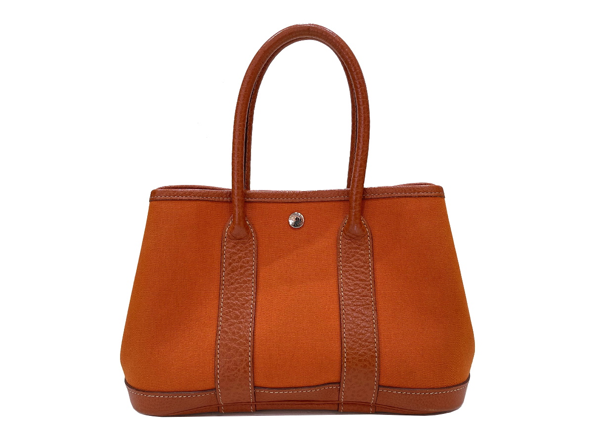 ［PR］【美品】HERMES エルメス ガーデンパーティ 23 TTPM トワルオフィシエ×ブッフル ポティロン シルバー金具 I刻印□ オレンジ 中古 ハンドバッグ クラッチバッグ セカンドバッグ ポーチ レディース 女性用 本革 レザー ブランド 希少 レア プレゼント ギフト バック