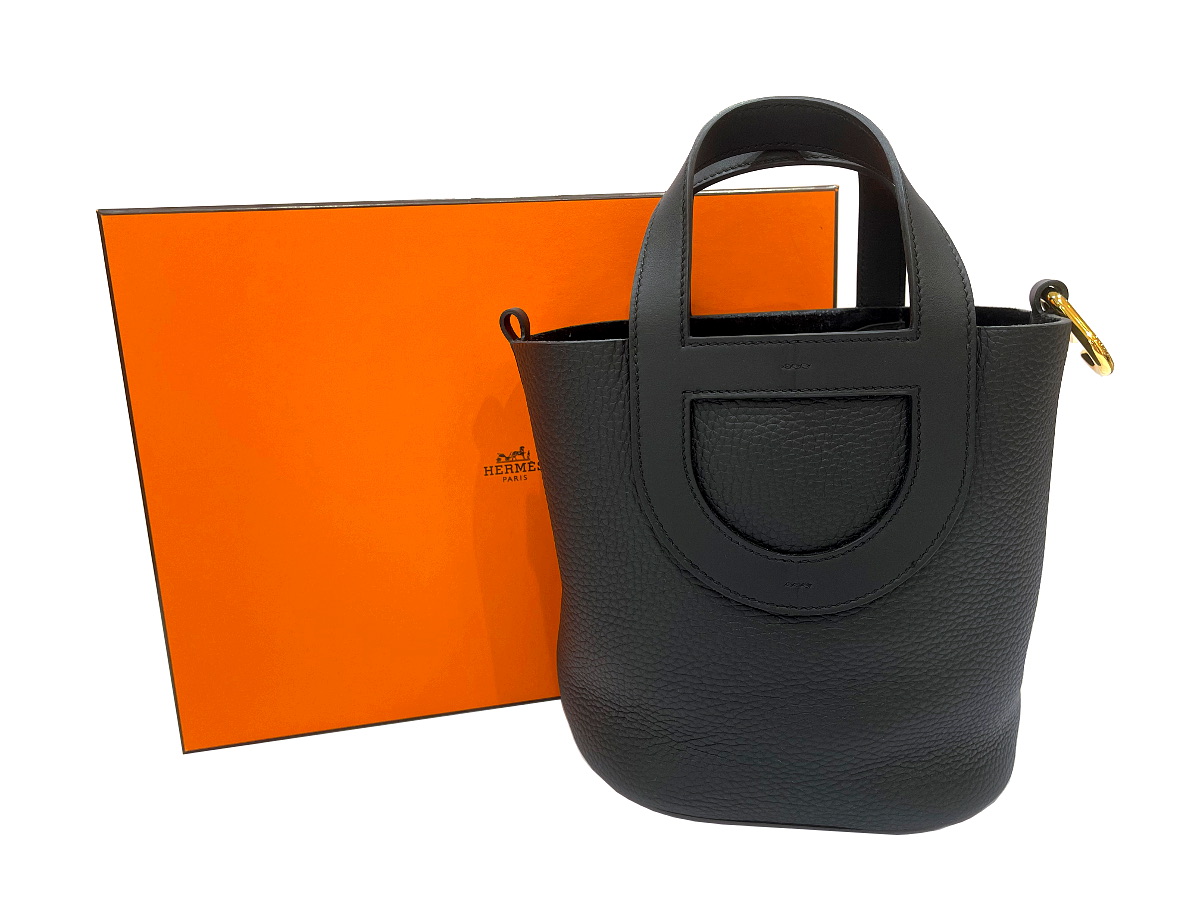 ［PR］【新品】【未使用品】HERMES エルメス インザループ 18 トリヨンクレマンス&times;スイフト ブラック ゴールド金具 K刻印 ハンドバッグ レディース 女性用 ブランド 本革 レザー カーフ 黒 希少 レア プレゼント ギフト バック｜大貴～DAIKI