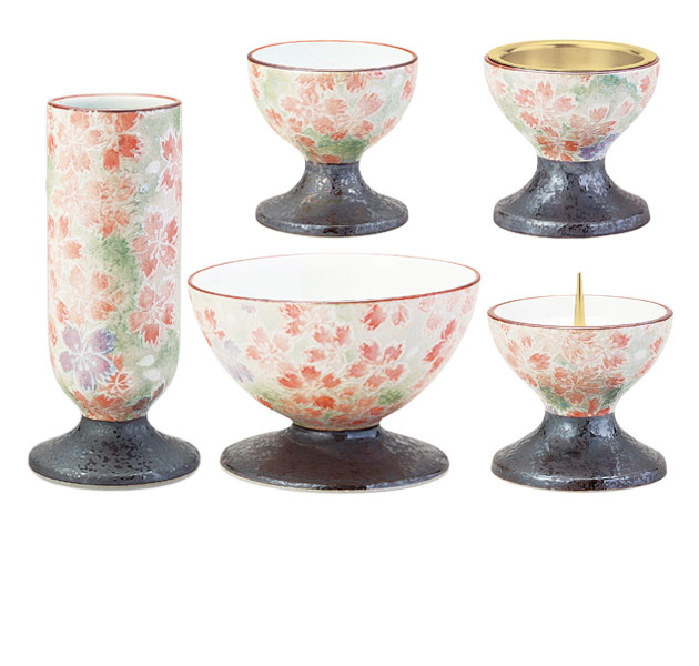 【ポイント最大47.5倍☆お買物マラソン】モダン仏具 仏具セット 彩花(あやか)五具足 有田焼(なでしこ) 送料無料 0902z018a|大黒屋仏壇店