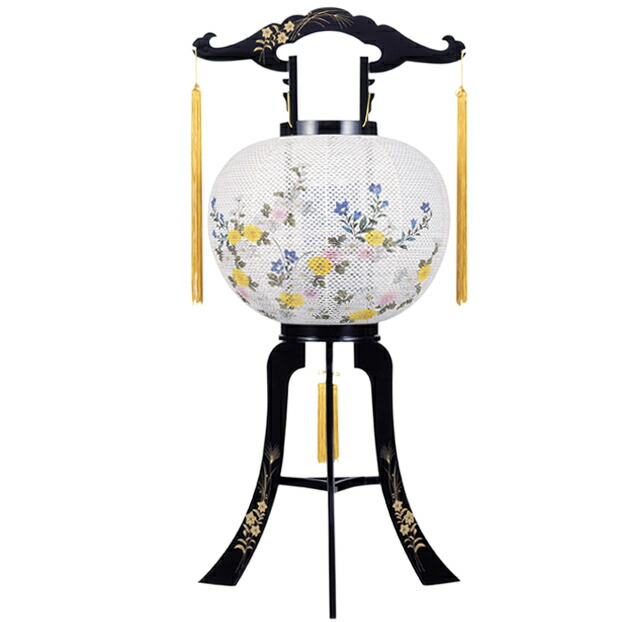 【ポイント最大49倍☆お買物マラソン】盆提灯 盆ちょうちん お盆提灯 回転　稲葉 菊桔梗 紙張 レース プラスチック 高80cm (2498) 送料無料 1802a053a