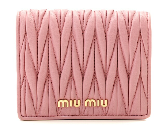 楽天市場 Miu Miu ミュウミュウ 二つ折り財布 マテラッセ二つ折財布 ピンク カーフ 430 中古 大黒屋 質屋 大黒屋
