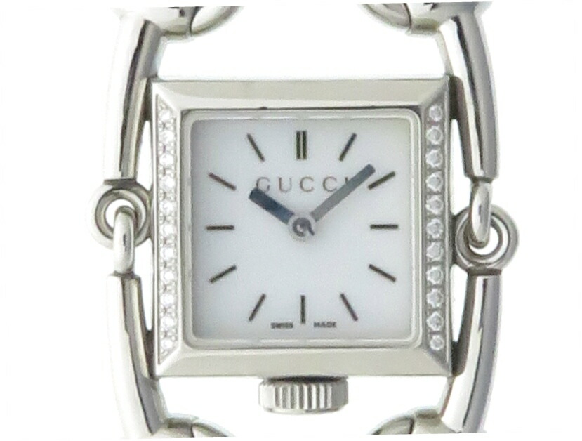 新到着 レディース腕時計 Gucci 中古 大黒屋 グッチ シニョリーア 116 5 Ya ホワイトシェル文字盤 ダイヤベゼル Ss ステンレス クオーツ バングルウォッチ レディースウォッチ 時計 4 Www Lota Cl