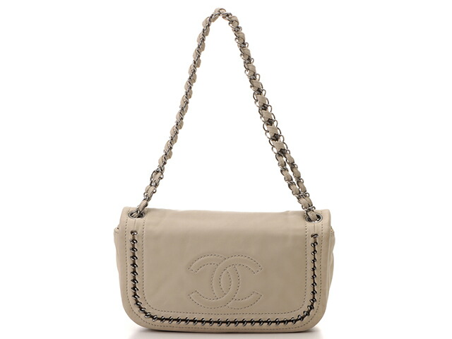 高級感 Chanel シャネル ラグジュアリー チェーンショルダー シルバー金具 ラムスキン アイボリー 437 中古 大黒屋 質屋 大黒屋 高速配送 Ozonolifeperu Com
