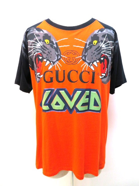 中古ブランド品なら老舗の質店 質屋大黒屋 Gucci グッチ トップス Tシャツ メンズ Xs オレンジ ブラック コットン 432 中古 大黒屋 質屋 大黒屋