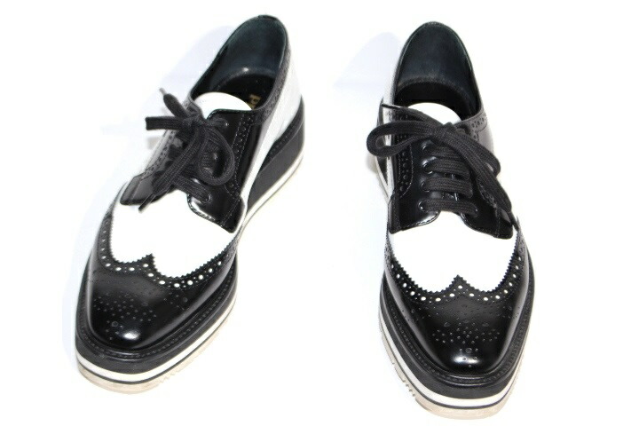 Prada プラダ 革靴 レディース38 約25cm ブラック ホワイト レザー 0 中古 大黒屋 Runawayapricot Com