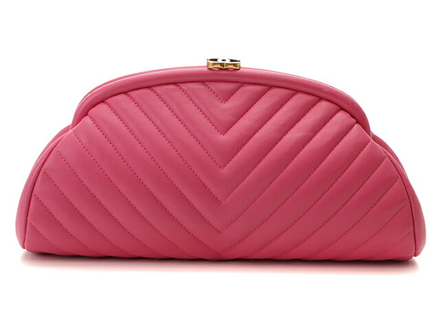Chanel シャネル Vステッチ クラッチバッグ ピンクゴールド Gp ラムスキン 460 中古 大黒屋 Andapt Com