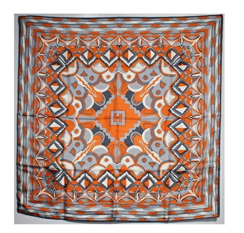 Hermes エルメス カレ90 シルク スカーフ オレンジ グレー 0 中古 大黒屋 Andapt Com
