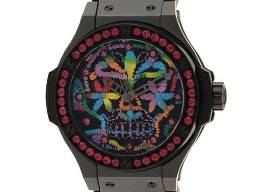 16年国内正規品 世界限定0本 Hublot ウブロ ビッグバン ブロイダリー シュガースカル 343 Cs 6599 Nr 1213 メンズ 自動巻き セラミック ラバー シルク 0 中古 大黒屋 Ice Org Br