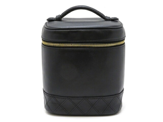 今季一番 Chanel シャネル ビコローレ縦型バニティ ブラック Gp カーフ Fucoa Cl
