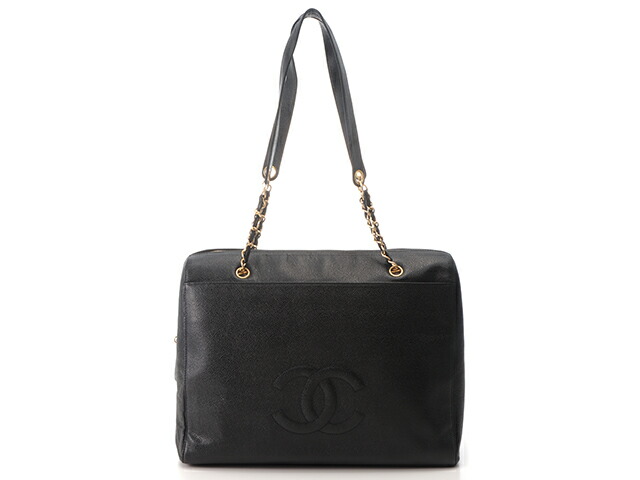 CHANEL シャネル ココマーク チェーントートバッグ ブラック GP キャビア2148103476778