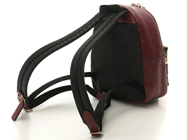 COACH コーチ レオパード柄ミニリュック ベージュ ボルドー PVC レザー