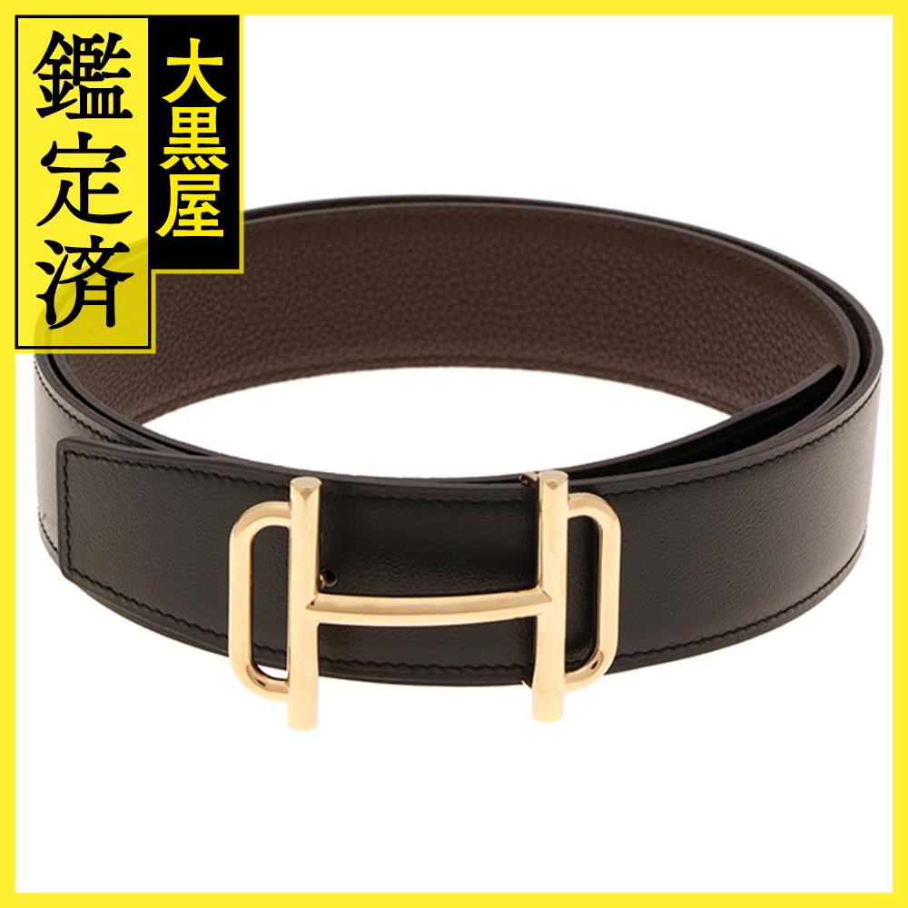 【楽天市場】HERMES エルメス ロワイヤルベルト 38mm 100 ブラック/ショコラ ボックスカーフ/トゴ GP金具【431 ...