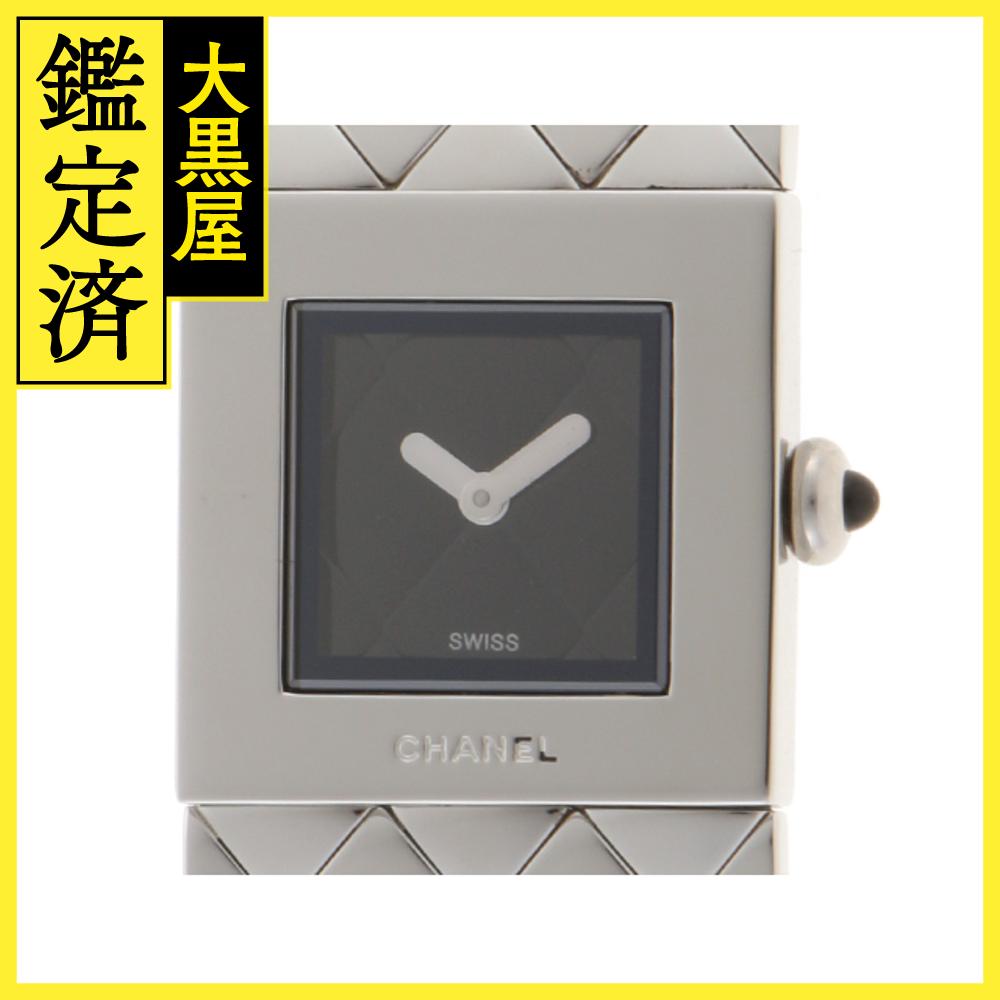 CHANEL ブラックレザー 腕時計　マトラッセ CHANEL レディース 腕時計 クオーツ SS レザー ブラック文字盤