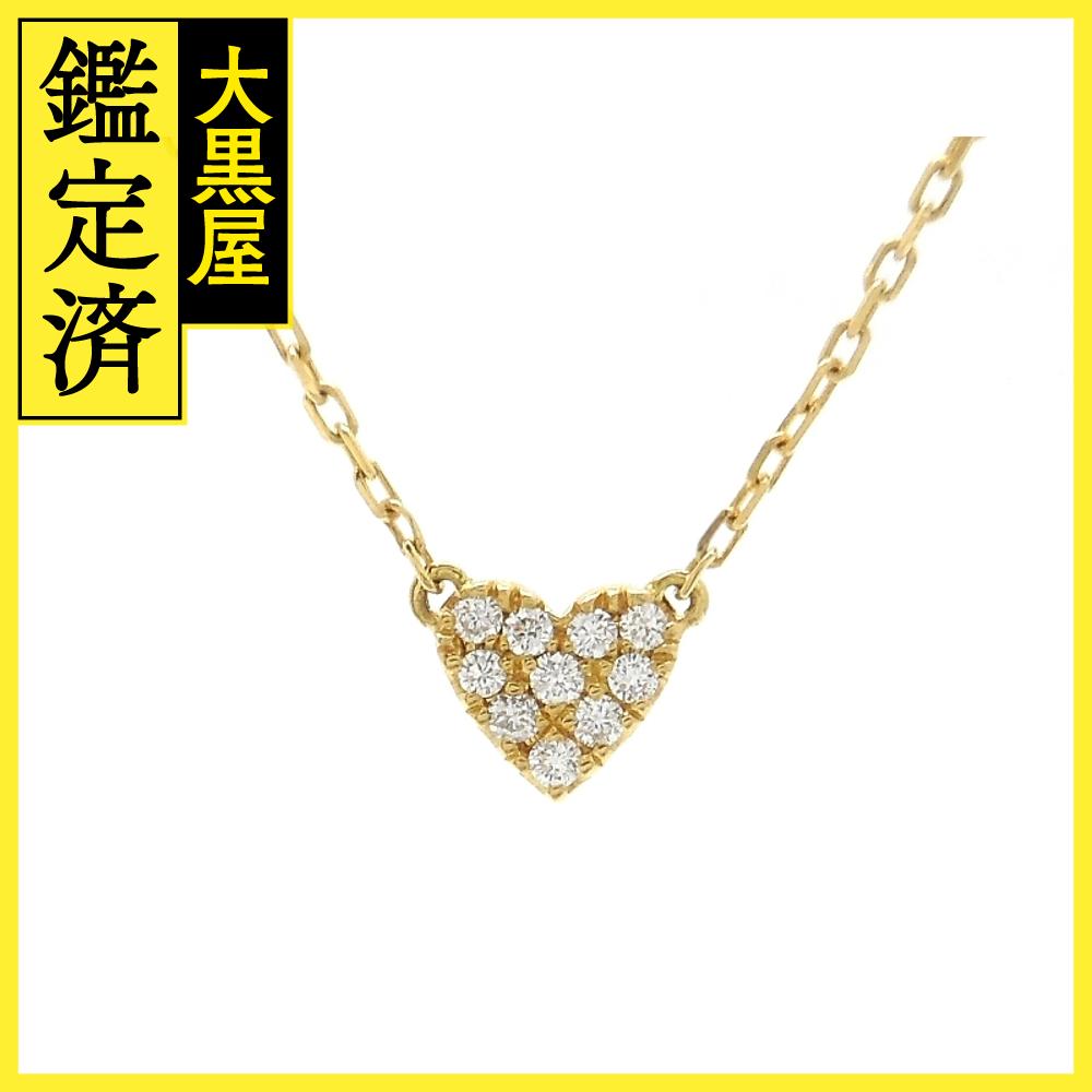 極美品✨AHKAH ハート型金ネックレス 極美品✨AHKAHハート型クリスタル K18ゴールドネックレス 約45cm
