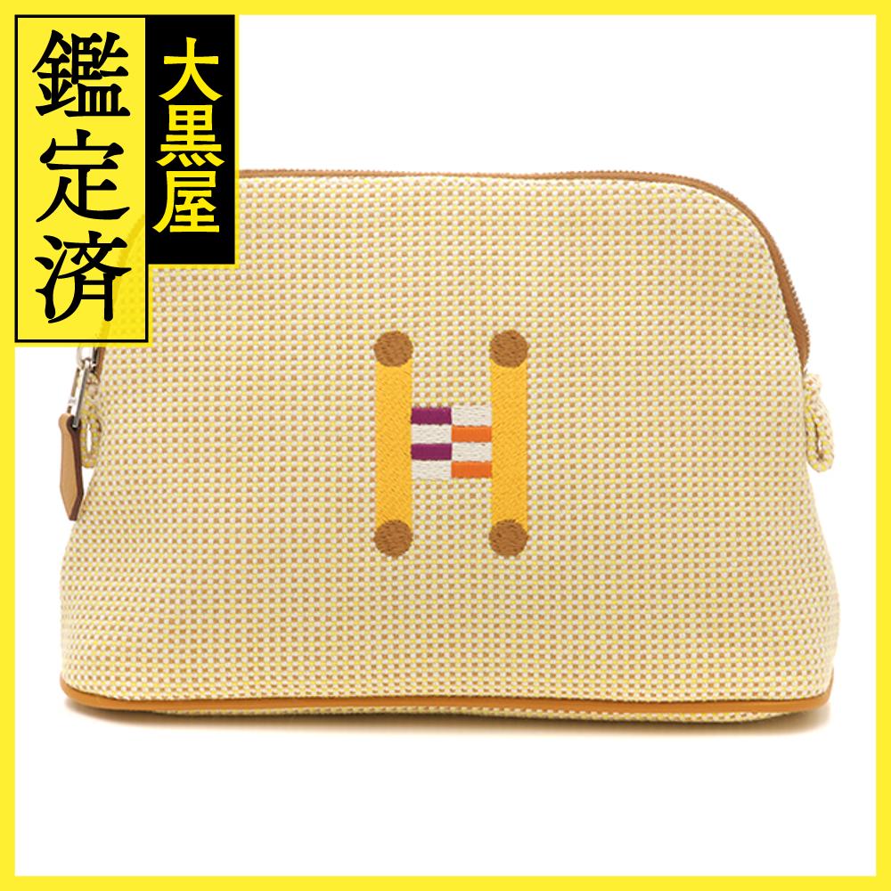 HERMES エルメス 小物 ポーチ クレイジーH ボリードポーチMM  シトロン・オークル トワルアッシュ H103751M【472】HA 【472】2143000718907 【中古】【大黒屋】